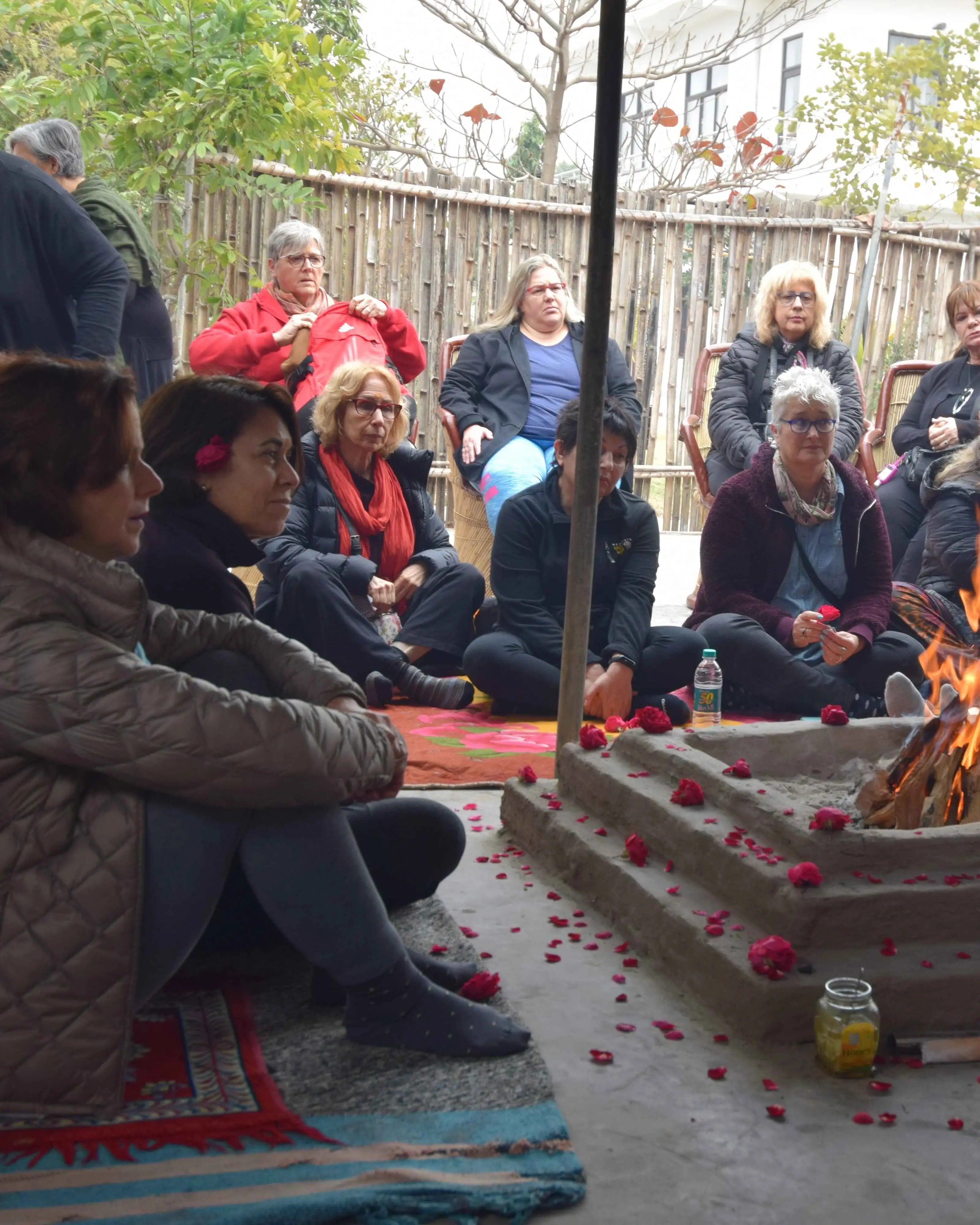 A wise teacher giving a spiritual talk.